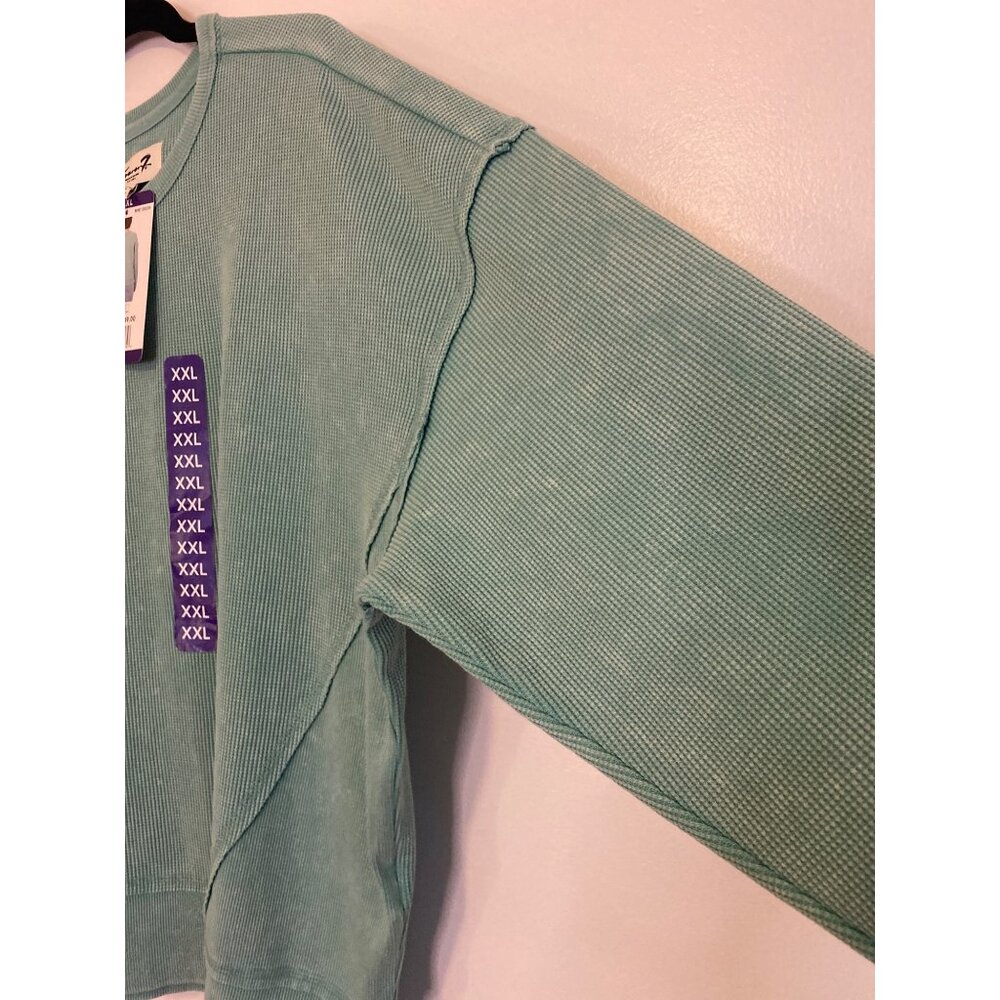 NWT Seven7 Waffle Knit Mint Green Crewneck Top Size XXL - Picture 4 of 6